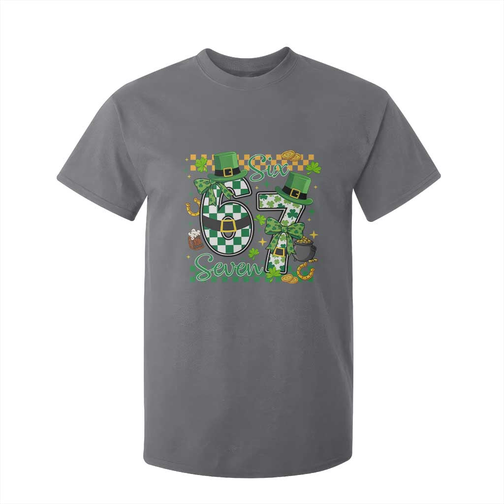 67 St Patricks Day T Shirt For Kid Funny Six Seven Meme Lucky Shamrock TS11 Charcoal Print Your Wear