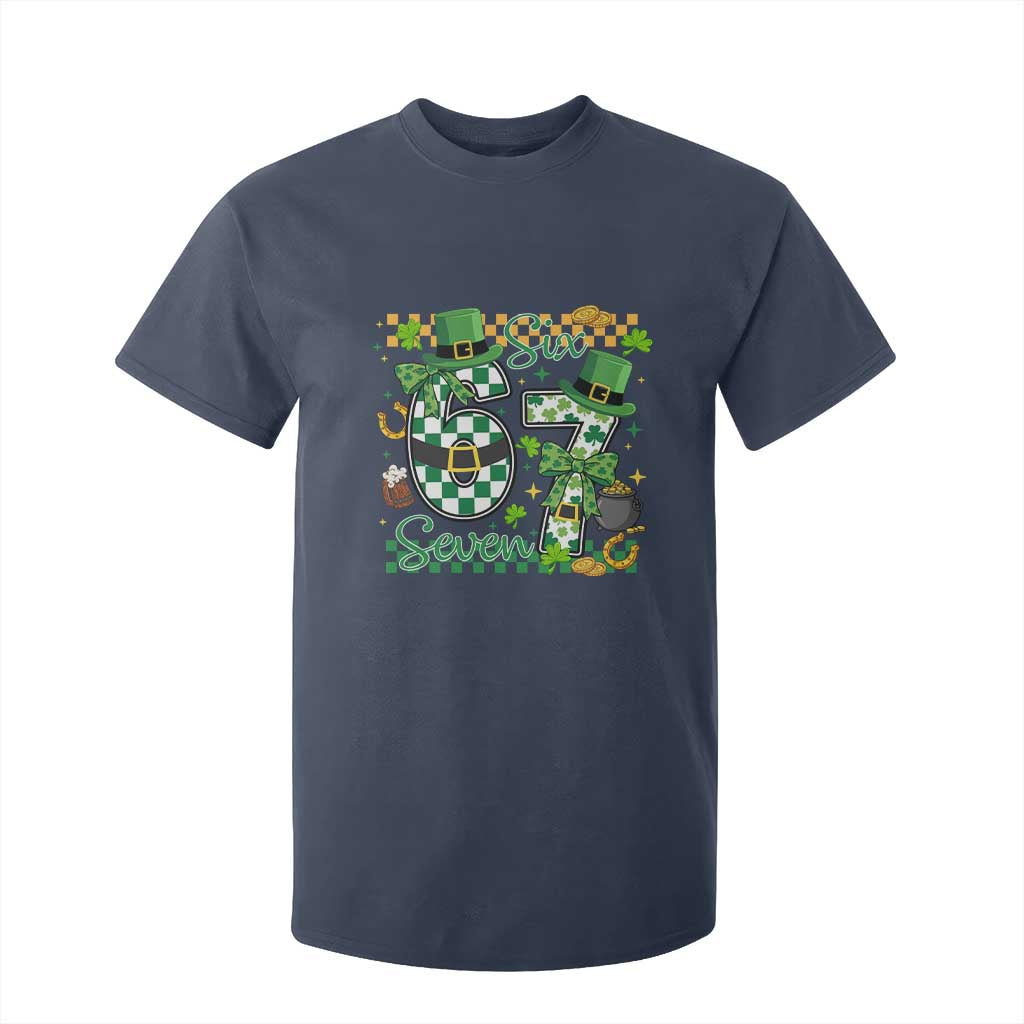 67 St Patricks Day T Shirt For Kid Funny Six Seven Meme Lucky Shamrock TS11 Navy Print Your Wear