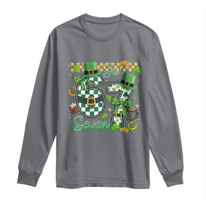 67 St Patricks Day Long Sleeve Shirt Funny Six Seven Meme Lucky Shamrock TS11 Charcoal Print Your Wear