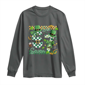 67 St Patricks Day Long Sleeve Shirt Funny Six Seven Meme Lucky Shamrock TS11 Dark Heather Print Your Wear