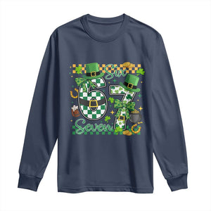 67 St Patricks Day Long Sleeve Shirt Funny Six Seven Meme Lucky Shamrock TS11 Navy Print Your Wear