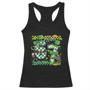 67 St Patricks Day Racerback Tank Top Funny Six Seven Meme Lucky Shamrock TS11 Black Print Your Wear