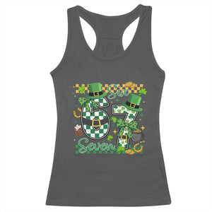 67 St Patricks Day Racerback Tank Top Funny Six Seven Meme Lucky Shamrock TS11 Dark Heather Print Your Wear