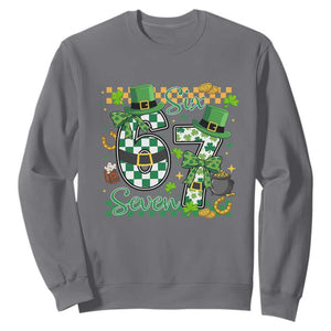 67 St Patricks Day Sweatshirt Funny Six Seven Meme Lucky Shamrock TS11 Charcoal Print Your Wear