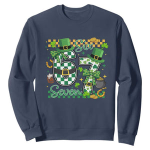 67 St Patricks Day Sweatshirt Funny Six Seven Meme Lucky Shamrock TS11 Navy Print Your Wear