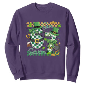67 St Patricks Day Sweatshirt Funny Six Seven Meme Lucky Shamrock TS11 Purple Print Your Wear