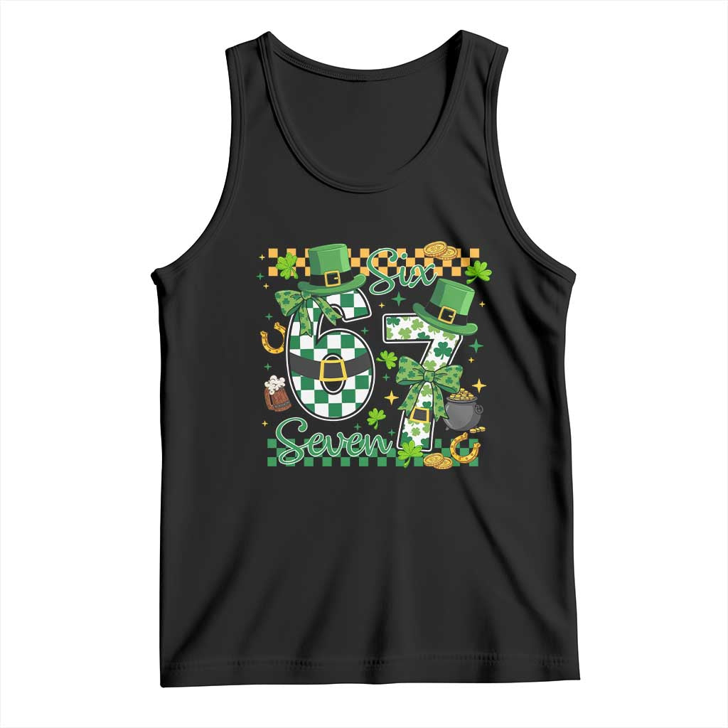 67 St Patricks Day Tank Top Funny Six Seven Meme Lucky Shamrock TS11 Black Print Your Wear