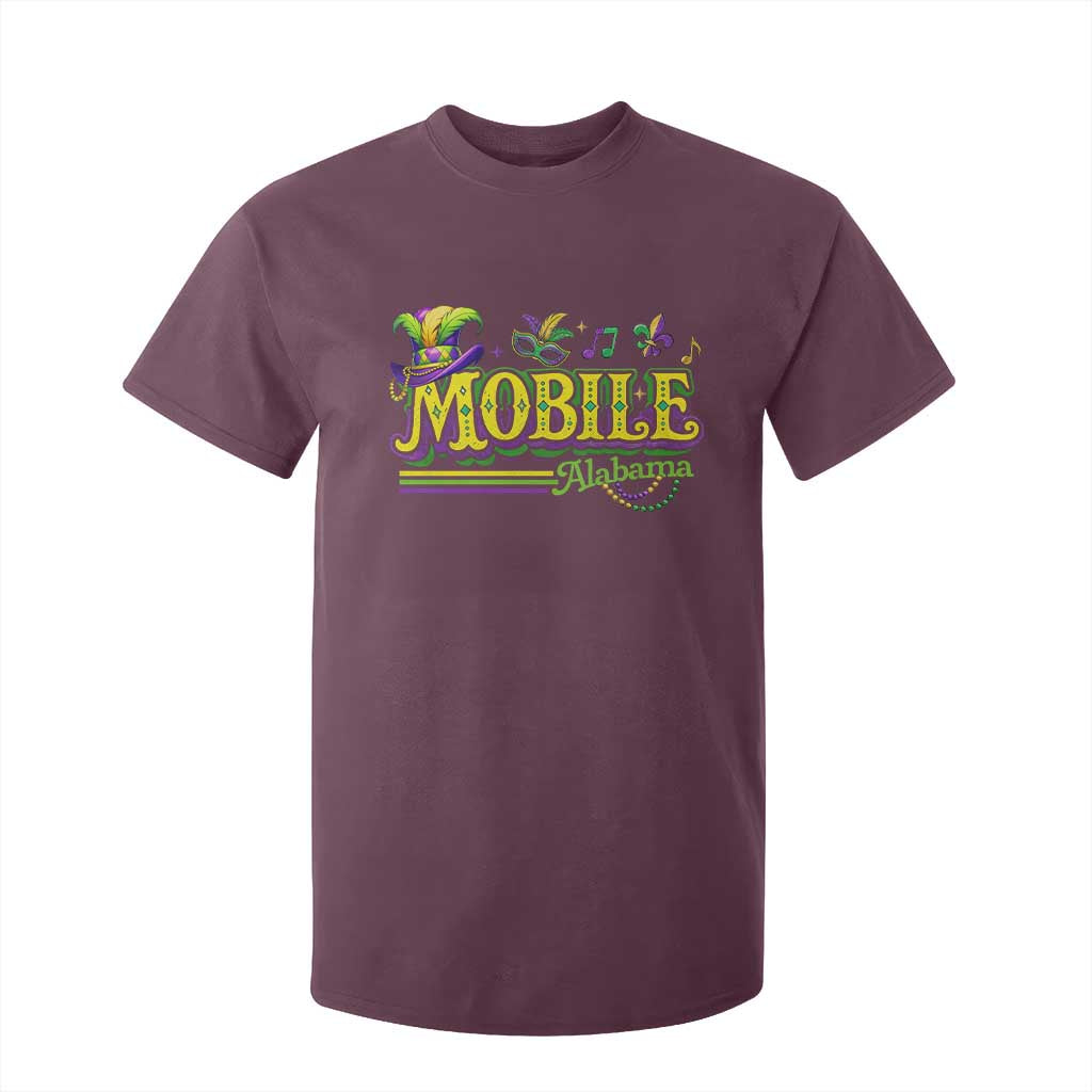Mardi Gras Mobile Alabama AL Carnival Beads T Shirt For Kid TS11 Maroon Print Your Wear