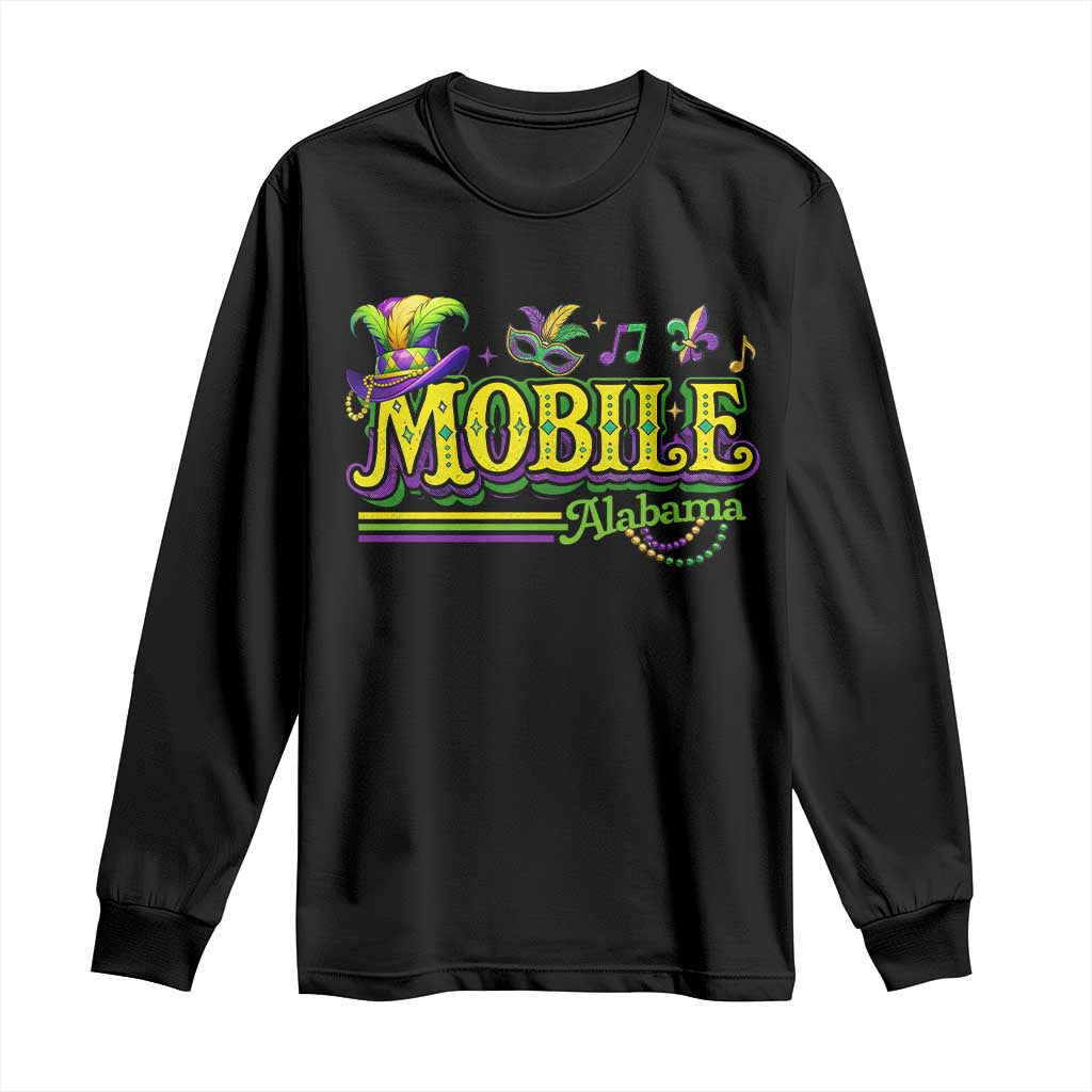 Mardi Gras Mobile Alabama AL Carnival Beads Long Sleeve Shirt TS11 Black Print Your Wear