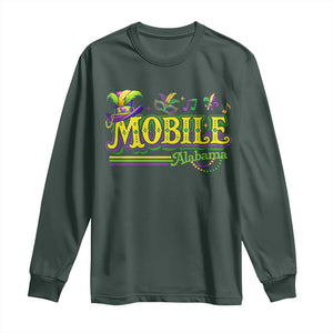 Mardi Gras Mobile Alabama AL Carnival Beads Long Sleeve Shirt TS11 Dark Forest Green Print Your Wear