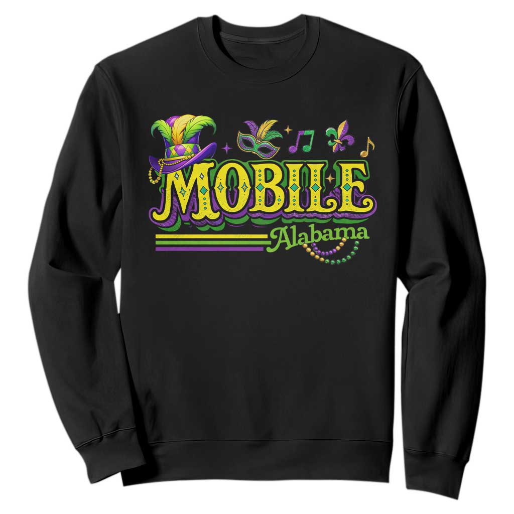 Mardi Gras Mobile Alabama AL Carnival Beads Sweatshirt TS11 Black Print Your Wear