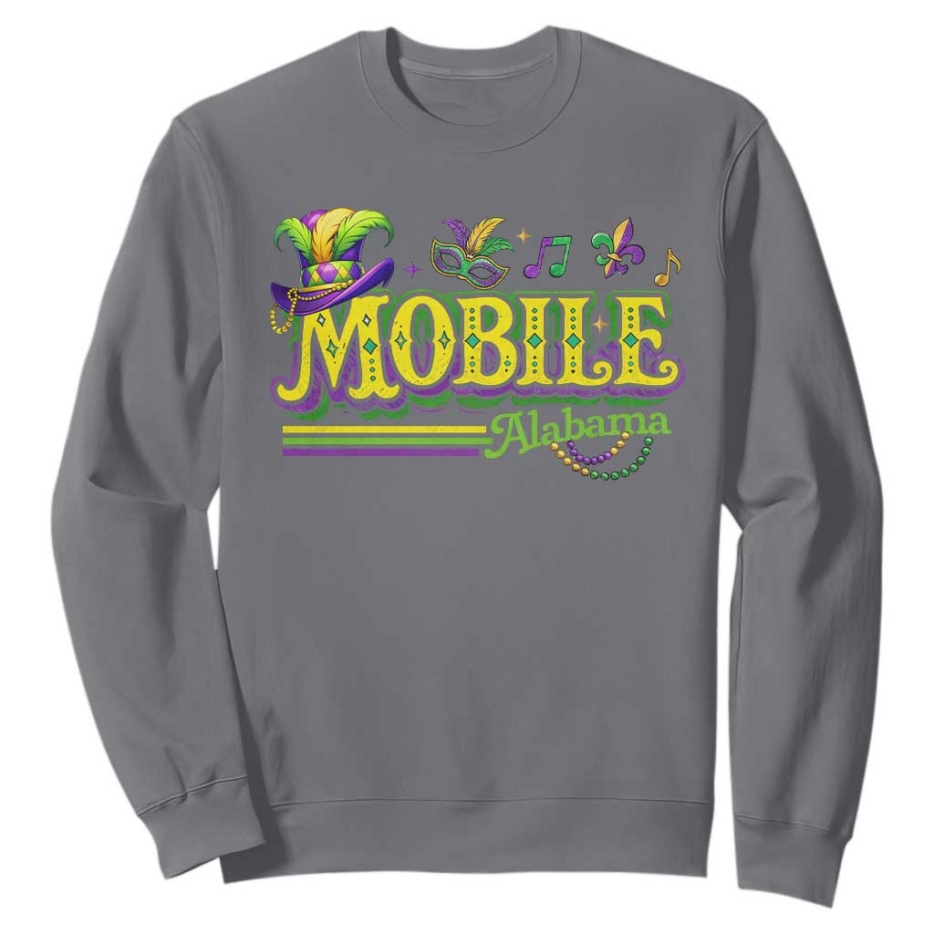 Mardi Gras Mobile Alabama AL Carnival Beads Sweatshirt TS11 Charcoal Print Your Wear
