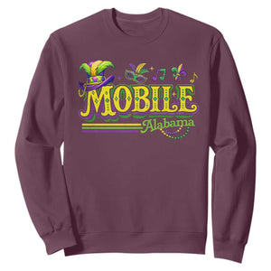 Mardi Gras Mobile Alabama AL Carnival Beads Sweatshirt TS11 Maroon Print Your Wear