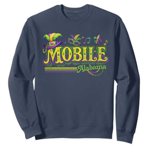 Mardi Gras Mobile Alabama AL Carnival Beads Sweatshirt TS11 Navy Print Your Wear