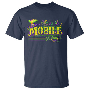 Mardi Gras Mobile Alabama AL Carnival Beads T Shirt TS11 Navy Print Your Wear