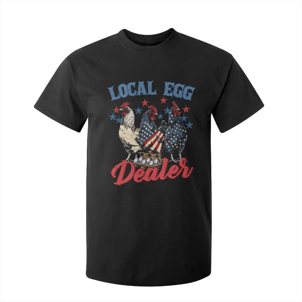 Funny Local Egg Dealer T Shirt For Kid Egg Farmer American Flag Chicken Easter TS11 Black Print Your Wear