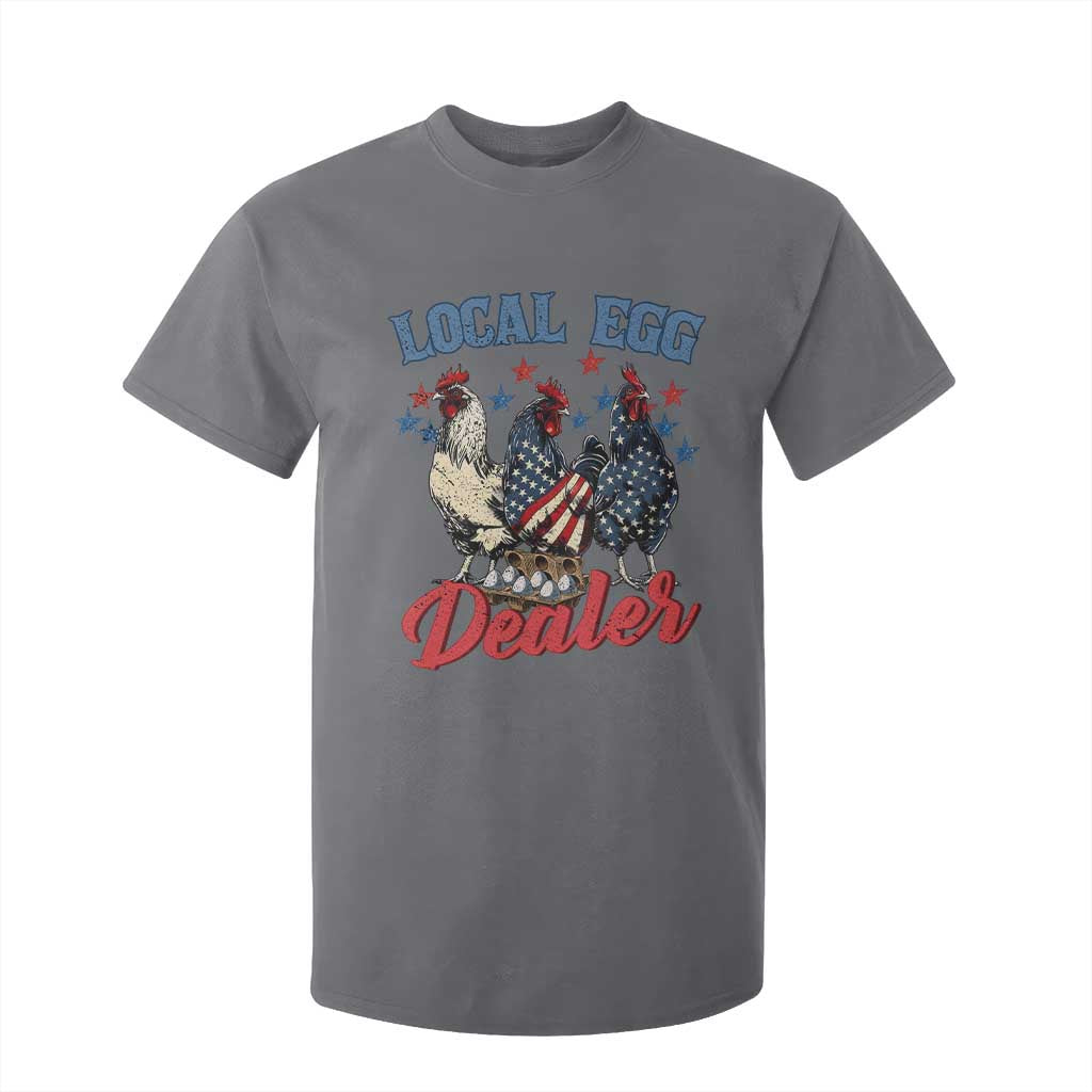Funny Local Egg Dealer T Shirt For Kid Egg Farmer American Flag Chicken Easter TS11 Charcoal Print Your Wear