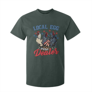 Funny Local Egg Dealer T Shirt For Kid Egg Farmer American Flag Chicken Easter TS11 Dark Forest Green Print Your Wear