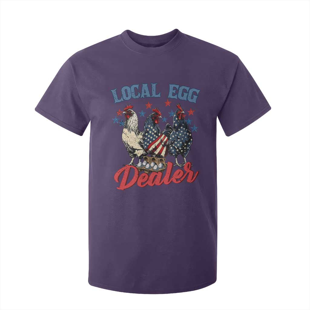 Funny Local Egg Dealer T Shirt For Kid Egg Farmer American Flag Chicken Easter TS11 Purple Print Your Wear
