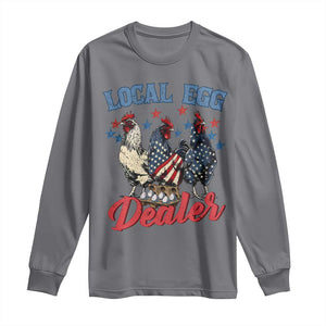 Funny Local Egg Dealer Long Sleeve Shirt Egg Farmer American Flag Chicken Easter TS11 Charcoal Print Your Wear