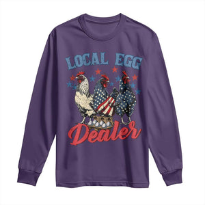 Funny Local Egg Dealer Long Sleeve Shirt Egg Farmer American Flag Chicken Easter TS11 Purple Print Your Wear