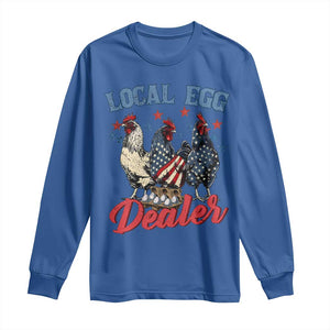 Funny Local Egg Dealer Long Sleeve Shirt Egg Farmer American Flag Chicken Easter TS11 Royal Blue Print Your Wear