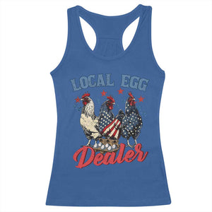 Funny Local Egg Dealer Racerback Tank Top Egg Farmer American Flag Chicken Easter TS11 Royal Blue Print Your Wear