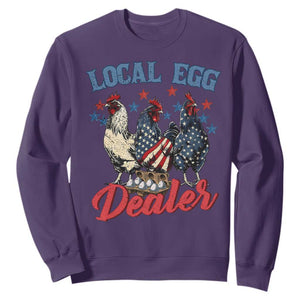Funny Local Egg Dealer Sweatshirt Egg Farmer American Flag Chicken Easter TS11 Purple Print Your Wear