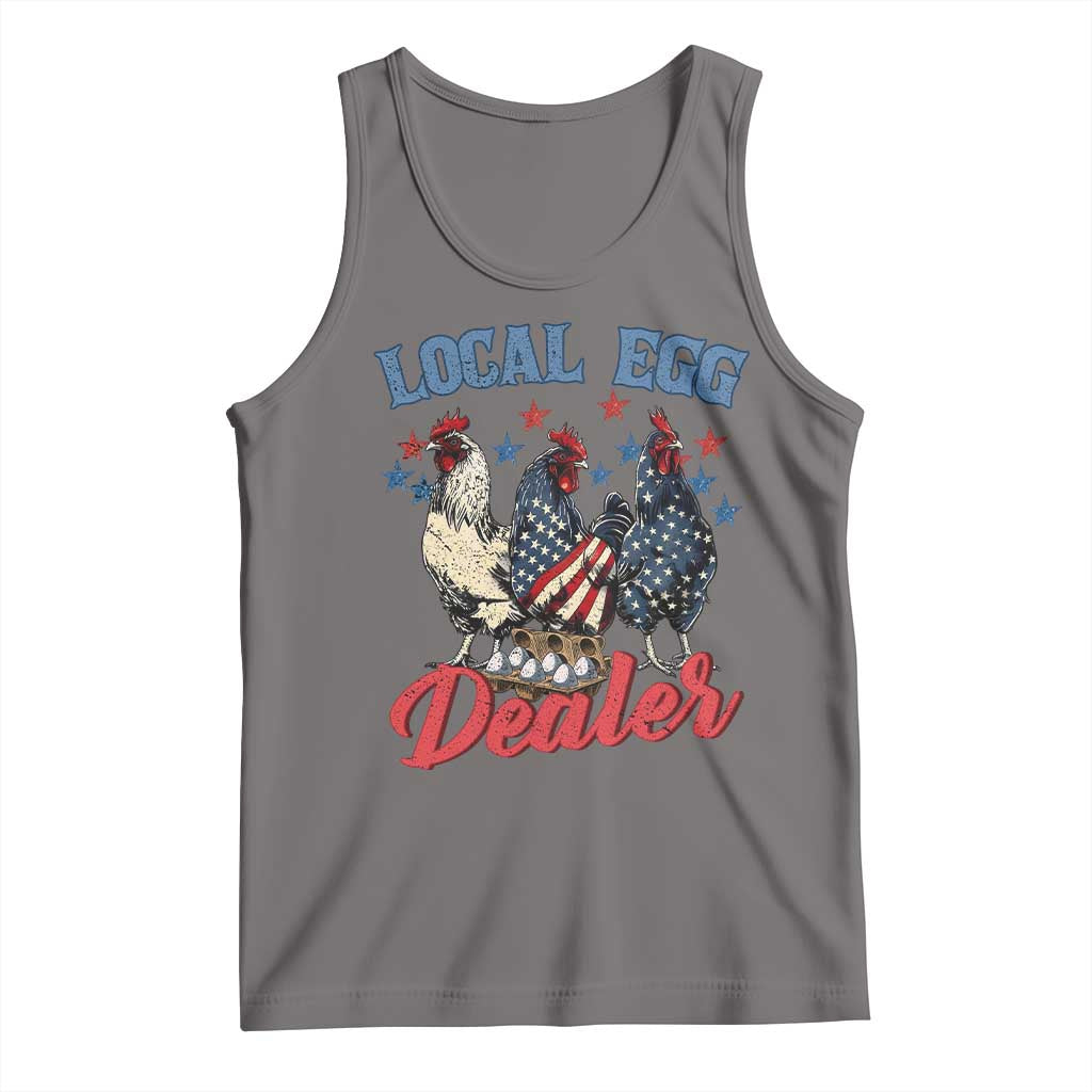 Funny Local Egg Dealer Tank Top Egg Farmer American Flag Chicken Easter TS11 Deep Heather Print Your Wear
