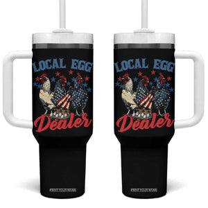 Funny Local Egg Dealer Tumbler With Handle Egg Farmer American Flag Chicken Easter TS11 One Size: 40 oz Black Print Your Wear