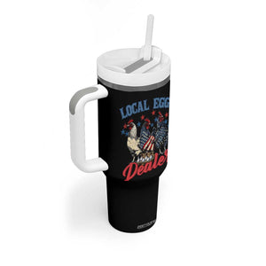 Funny Local Egg Dealer Tumbler With Handle Egg Farmer American Flag Chicken Easter TS11 Print Your Wear