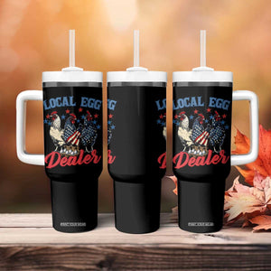 Funny Local Egg Dealer Tumbler With Handle Egg Farmer American Flag Chicken Easter TS11 Print Your Wear