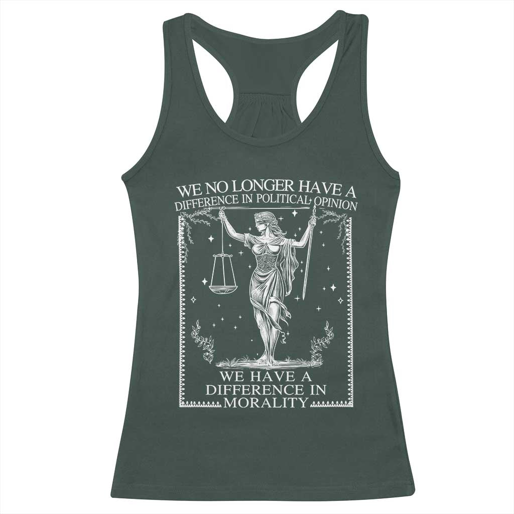 We No Longer Have A Difference In Political Opinion Racerback Tank Top Justice Political TS11 Dark Forest Green Print Your Wear
