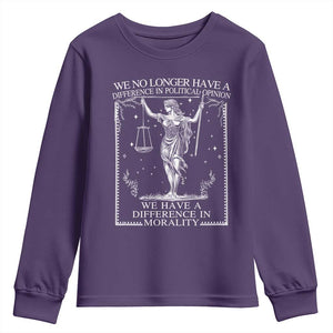 We No Longer Have A Difference In Political Opinion Youth Sweatshirt Justice Political TS11 Purple Print Your Wear