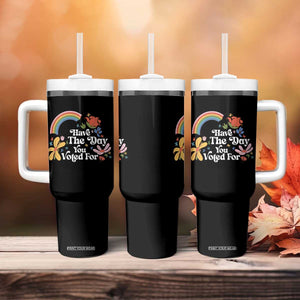 Have The Day You Voted For Tumbler With Handle Retro Rainbow TS11 Print Your Wear