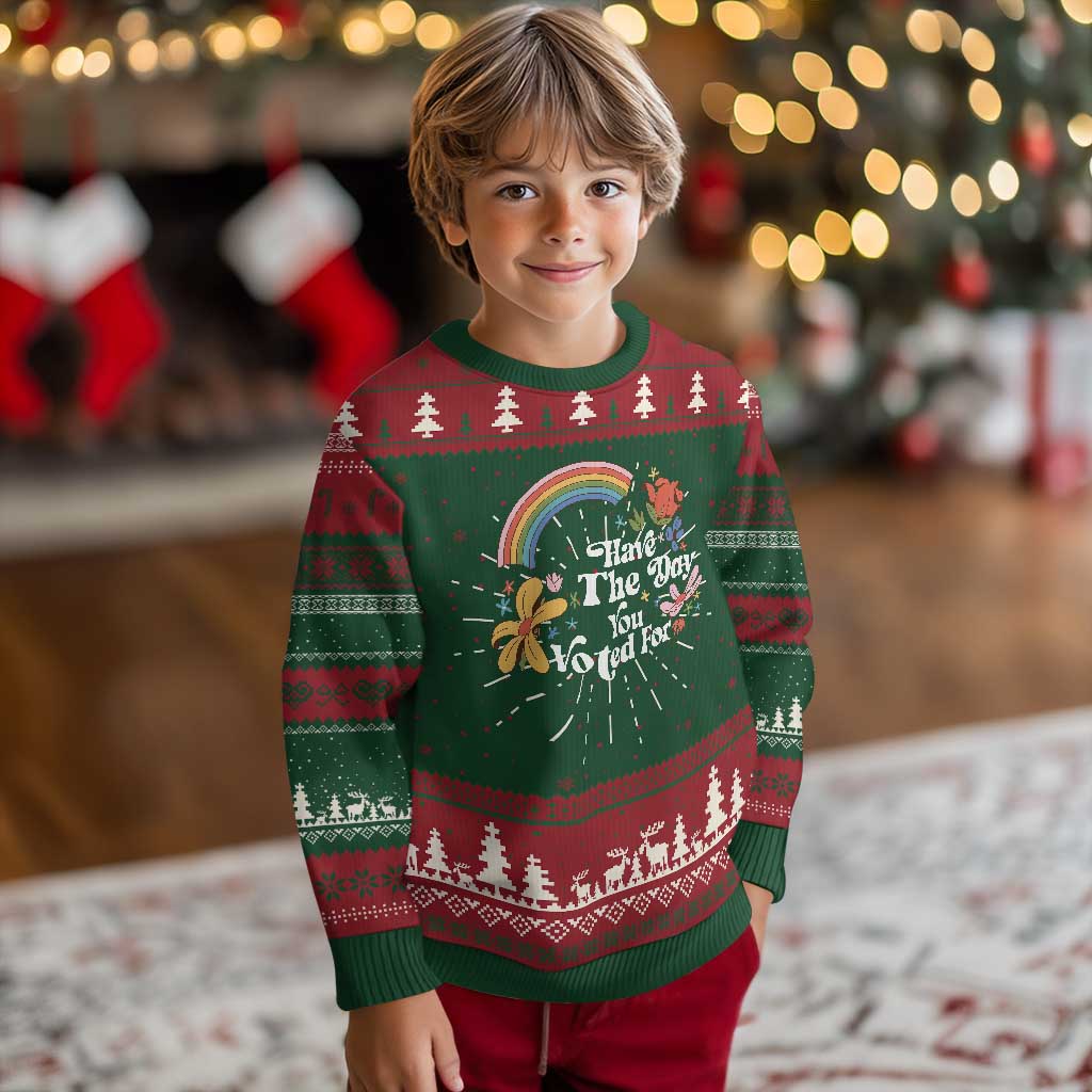 Have The Day You Voted For Knit Sweatshirt Retro Rainbow TS11 Christmas Print Your Wear