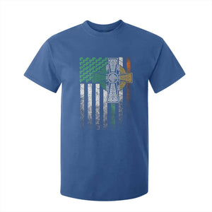 Irish Pride T Shirt For Kid American Flag Celtic Cross Shamrock St Patrick's Day TS11 Royal Blue Print Your Wear