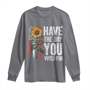 Have The Day You Voted For Long Sleeve Shirt Vintage American Flag Sunflower TS11 Charcoal Print Your Wear