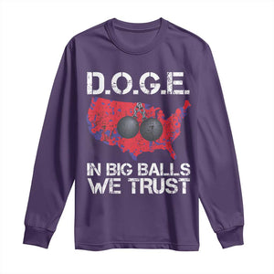 DOGE In Big Balls We Trust 2025 Long Sleeve Shirt Vintage American Map TS11 Purple Print Your Wear