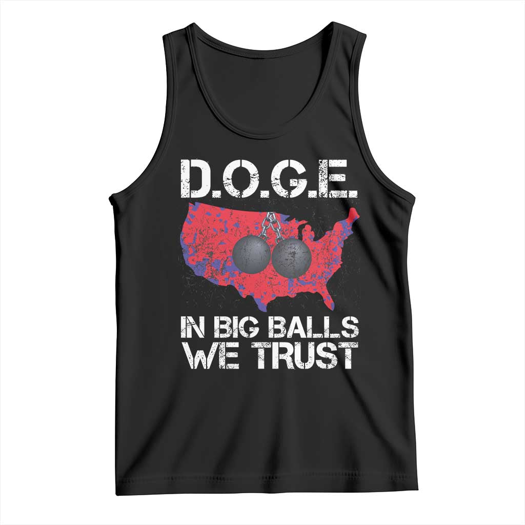 DOGE In Big Balls We Trust 2025 Tank Top Vintage American Map TS11 Black Print Your Wear