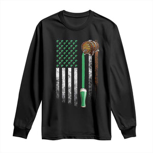 Funny St Patrick's Day Irish Beer Drinking Long Sleeve Shirt Vintage Irish American Flag TS11 Black Print Your Wear