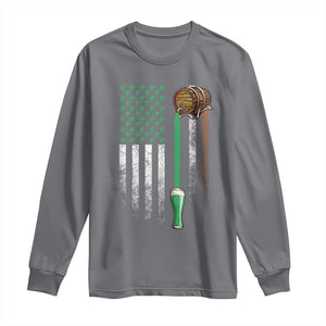 Funny St Patrick's Day Irish Beer Drinking Long Sleeve Shirt Vintage Irish American Flag TS11 Charcoal Print Your Wear