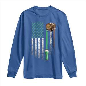 Funny St Patrick's Day Irish Beer Drinking Long Sleeve Shirt Vintage Irish American Flag TS11 Royal Blue Print Your Wear