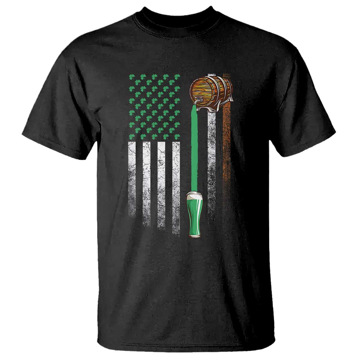 Funny St Patrick's Day Irish Beer Drinking T Shirt Vintage Irish American Flag TS11 Black Print Your Wear