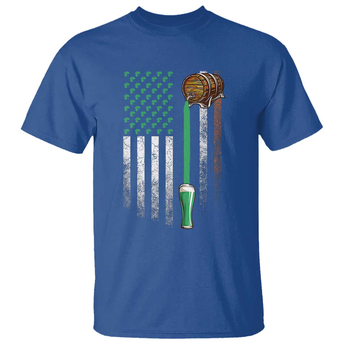 Funny St Patrick's Day Irish Beer Drinking T Shirt Vintage Irish American Flag TS11 Royal Blue Print Your Wear