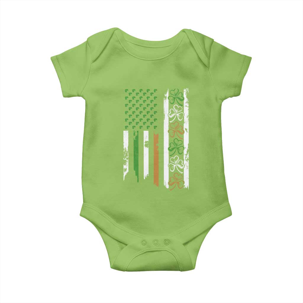 Funny Irish American Vintage Shamrock Flag Baby Onesie TS11 Lime Print Your Wear