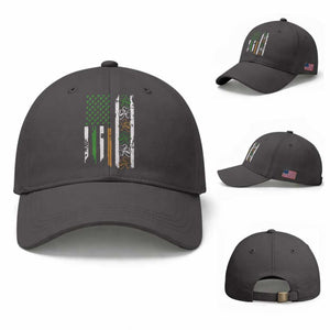 Funny Irish American Vintage Shamrock Flag Baseball Cap TS11 Baseball Cap Universal Fit Dark Gray Print Your Wear
