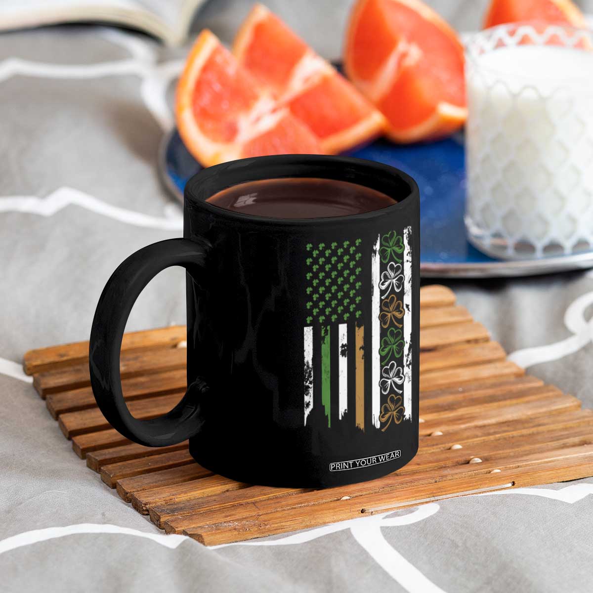 Funny Irish American Vintage Shamrock Flag Coffee Mug TS11 Print Your Wear