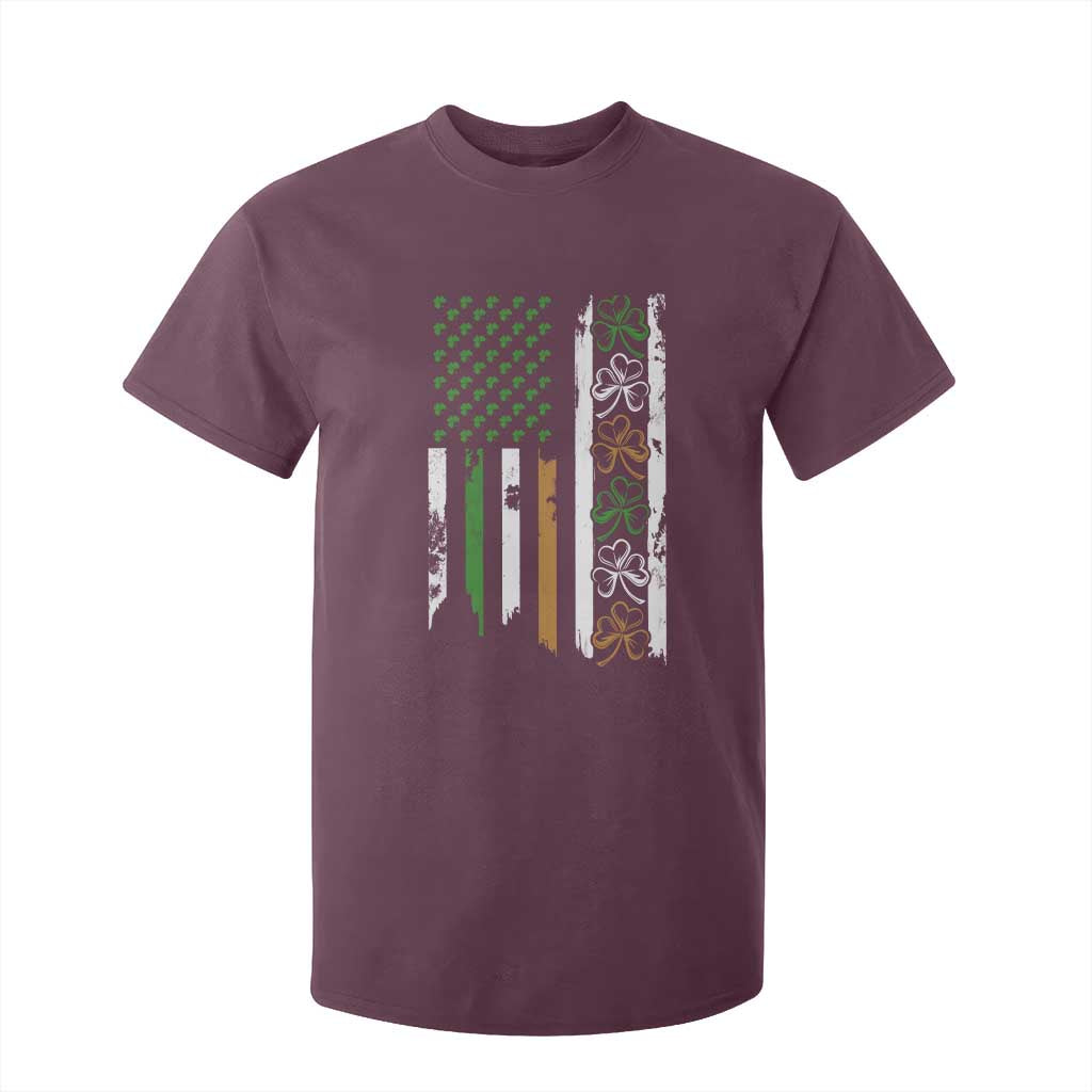 Funny Irish American Vintage Shamrock Flag T Shirt For Kid TS11 Maroon Print Your Wear