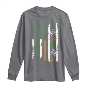 Funny Irish American Vintage Shamrock Flag Long Sleeve Shirt TS11 Charcoal Print Your Wear